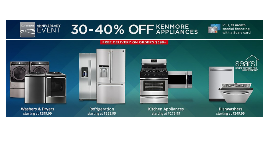Sears Kenmore Anniversary Sale! Save Up To 40% Off Appliances + Up To An Additional $50!