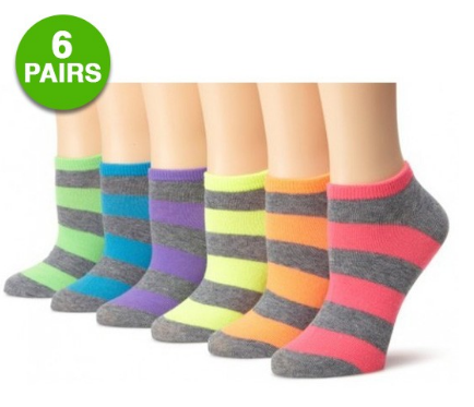 Women’s No Show Neon Striped Socks (6 pairs) Only $7.99 Shipped! (Reg. $24.99)