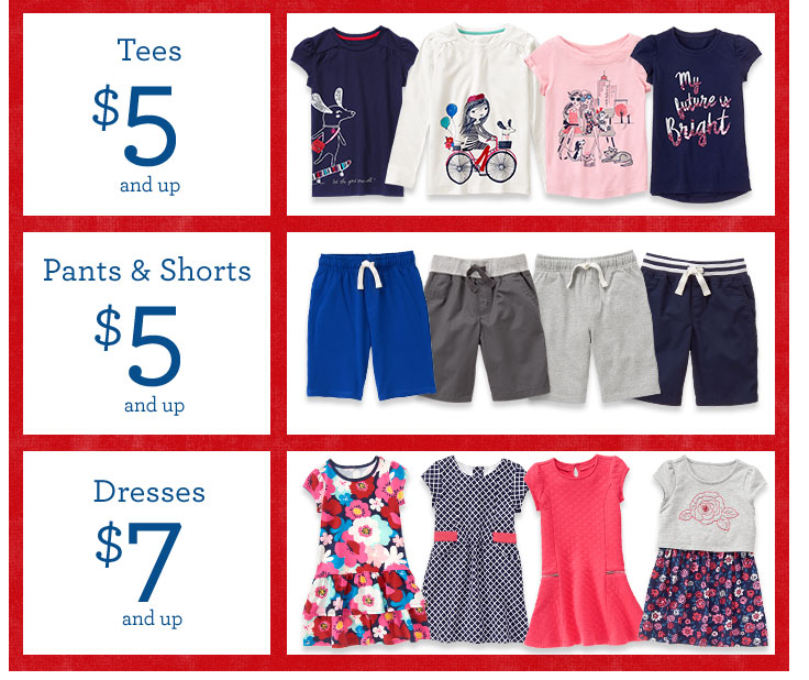 Gymboree: Tees $5, Pants & Shorts $5 or Dresses Only $7!  Plus, FREE Shipping!