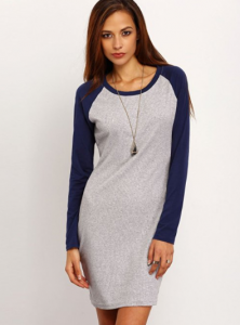 Women’s Color Block Long Sleeve Tshirt Dress as low as $6.90!