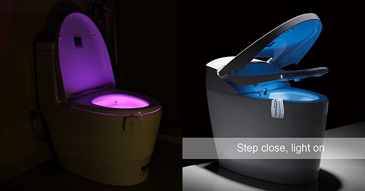 Motion Activated 8-Color Toilet Night Light – $9.99!