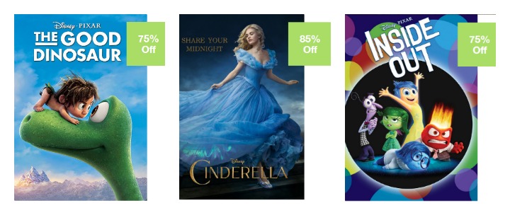 HOT! Disney Movie Digital Downloads Starting at $1.20 Each! Includes: The Good Dinosaur, Cinderella, Planes, Frozen and More!