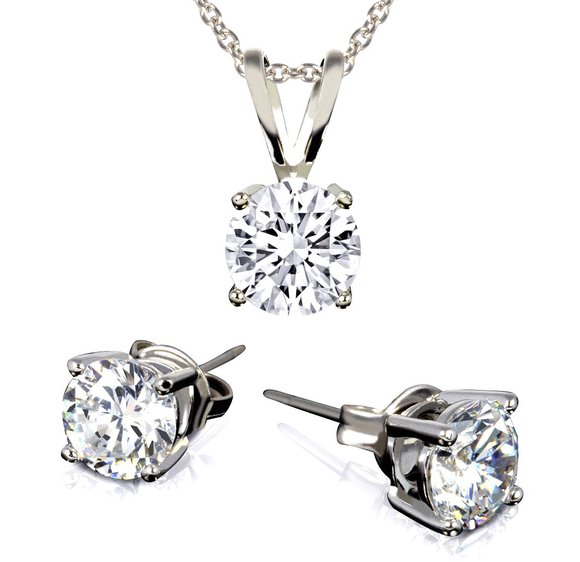 Round Crystal Solitaite Necklace & Stud Earring Set for FREE! Just Pay $4.99 Shipping!