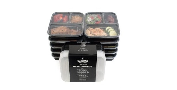 California Home Goods 3 Compartment Reusable Food Storage Containers with Lids, 10 pk—$14.95!