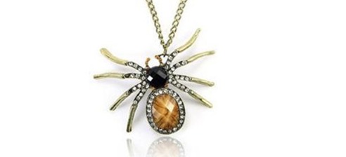 Rhinestone and Brass Spider Necklace Only $5.98 Shipped!