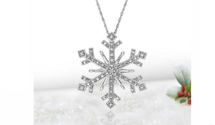 Diamond Accent and Sterling Silver Snowflake Necklace Only $19.99!!