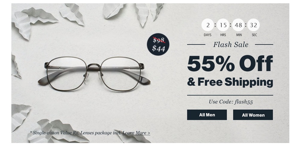 55% Off GlassesUSA.com + FREE Shipping!!