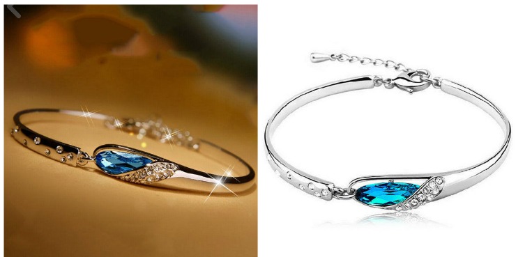 Gorgeous Silver Plated Blue Crystal Bangle Bracelet Just $1.21 SHIPPED!
