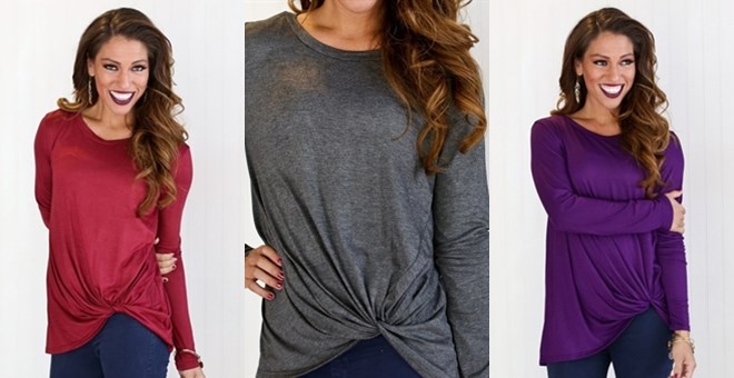 Long Sleeve Twist Knot Top – Just $18.99!