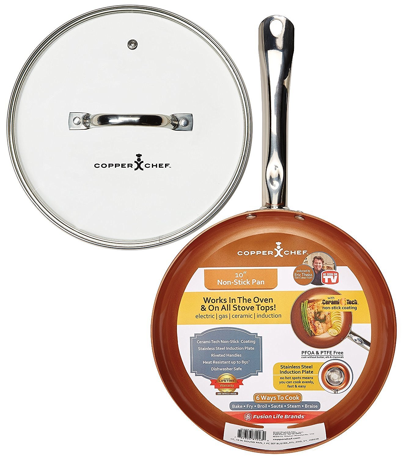 Save on Tristar 10″ Round Copper Chef Pan with Glass Lid – Just $19.99!