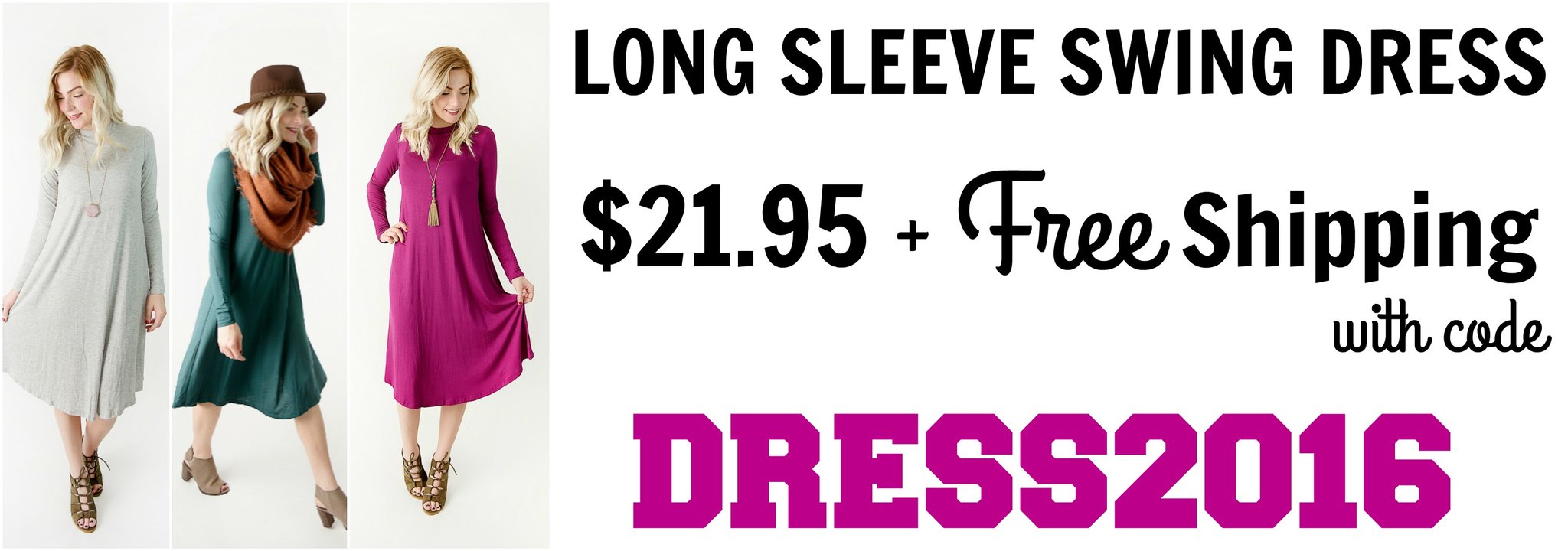 Fashion Friday! CUTE Long Sleeve Swing Dress – Just $21.95! Free shipping!