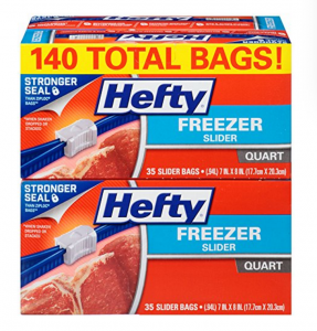 Hefty Quart Size Slider Freezer Bags 140-Count $14.24!