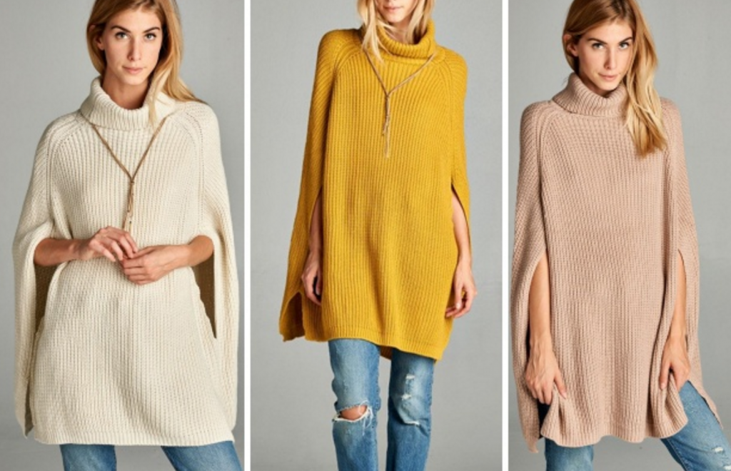 Cable Knit Cowl Neck Cape Sweater Just $25.99! (Regularly $69.99)