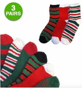 3-Pairs Of Fuzzy Christmas Socks Just $3.99 Shipped! Great Stocking Stuffers Or White Elephant Gifts!
