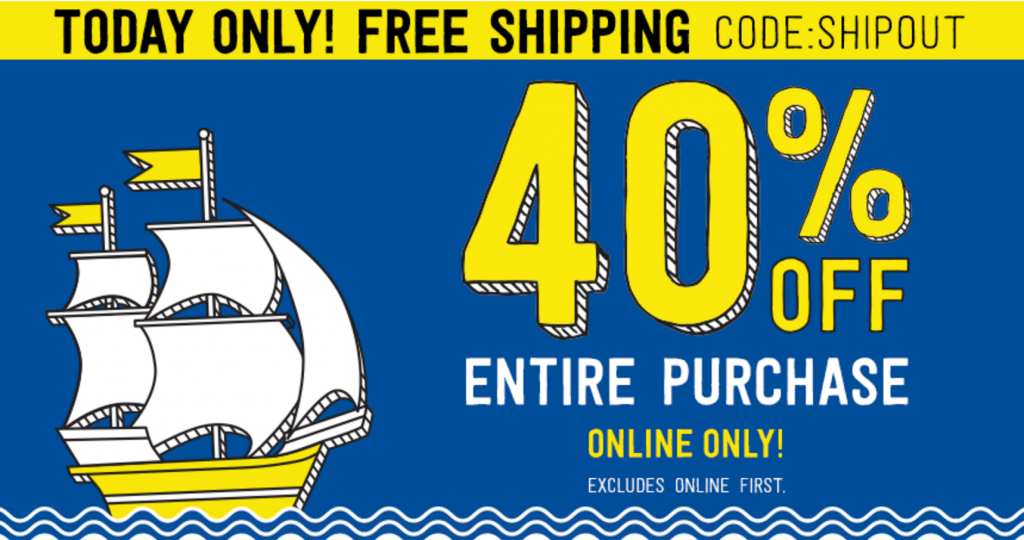 FREE Shipping & 40% Off Your Entire Purchase Today Only At Crazy 8!