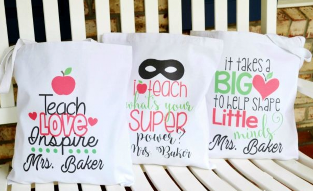 Personalized Teacher Totes With 8 Different Designs Just $8.95! Perfect Teacher Gifts!