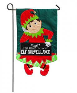 Elf Surveillance Applique Garden Flag $14.95!