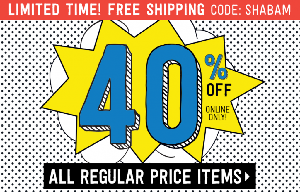LAST DAY! FREE Shipping & 40% Off Regular Price Items At Crazy 8!