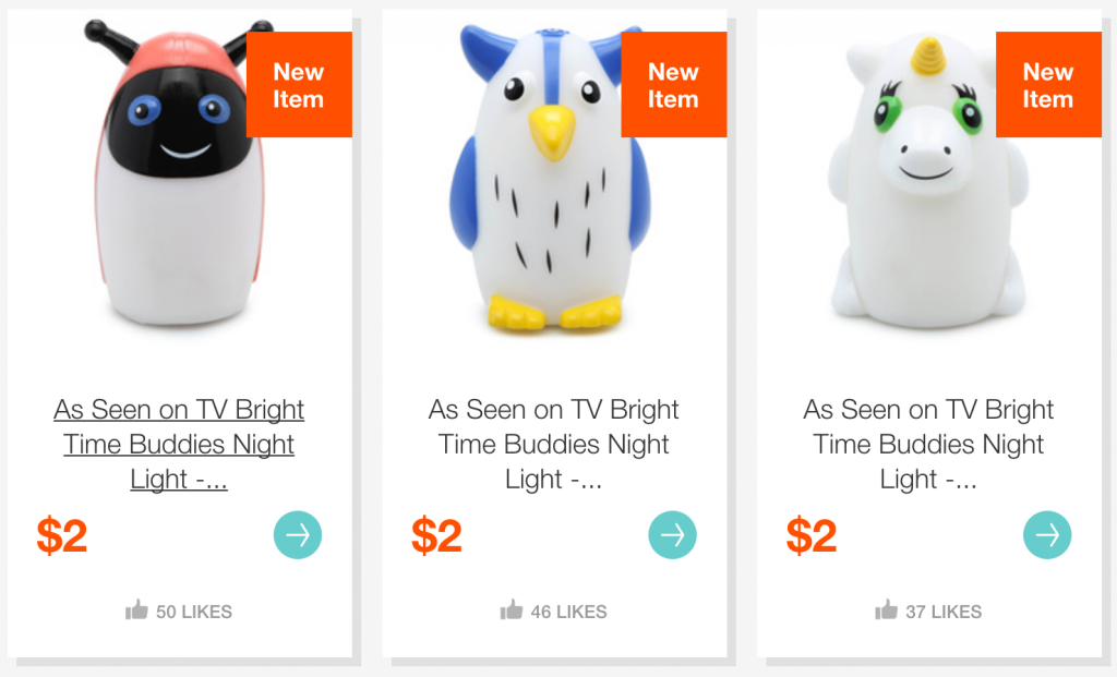 As Seen on TV! Bright Time Buddies Night Lights Just $2.00!