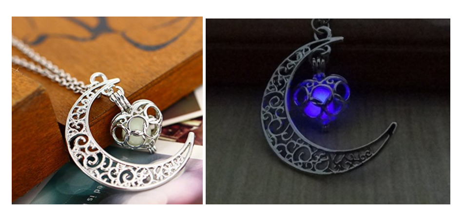 Onairmall Luminous Series Glow In The Dark Moon Love Heart Pendant Just $2.99 Shipped!