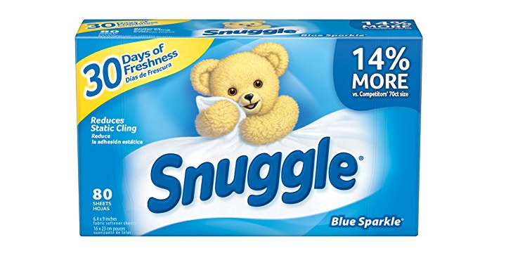 Snuggle Fabric Softener Dryer Sheets (80 Count) for only $2.99! (Reg. $7.00)