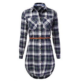 JJ Perfection Women’s Long Sleeve Button Down Plaid Dress with Belt Only $23.99 on Amazon!