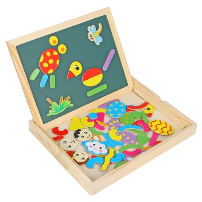 Wooden Double Face Drawing Board with Magnetic Puzzle (70 Pieces) Only $12.05 Shipped!