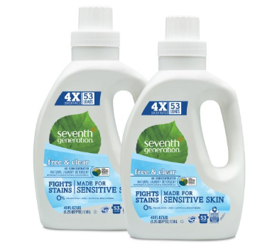 Seventh Generation Natural Laundry Detergent Free and Clear Unscented 106 loads (2pk 40oz ea) Only $18.69 Shipped!