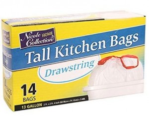 Amazon: Nicole Home Collection 13 Gallon Tall Kitchen Drawstring Trash Bags (14 Count) Only $1.49!