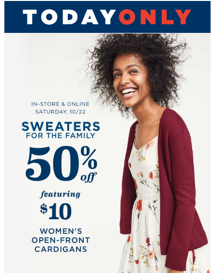 Old Navy: Take 50% off Sweaters for the Whole Family! Women’s Cardigans Only $10 Each!