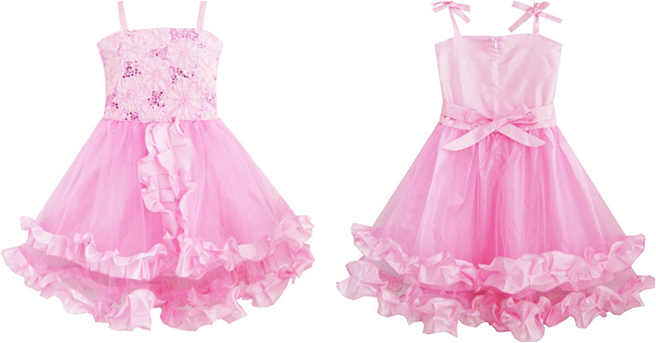 Sunny Fashion Girls’ Embroidered Pink Flower Trimmed Dress (Size 9-10) – $6.56!