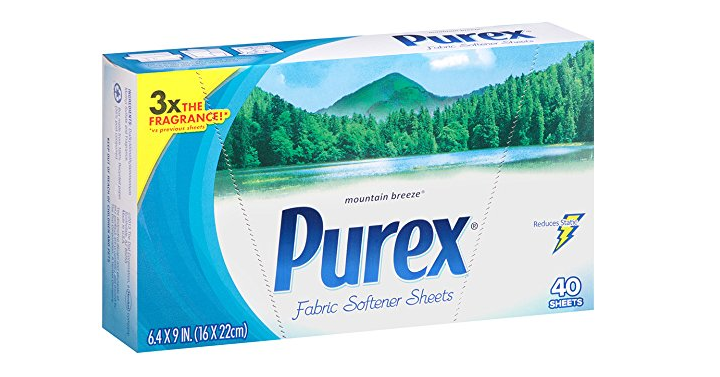 Purex Fabric Softener Dryer Sheets, Mountain Breeze (40 Count) Only $1.29 Shipped!
