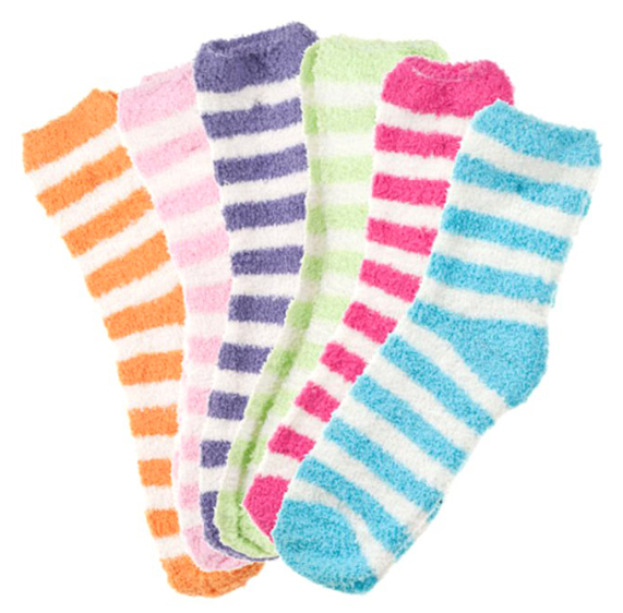 6 Pairs: Ladies Cute & Cozy Striped Fuzzy Socks – Just $8.99!
