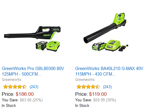 Save on GreenWorks Leaf Blowers – Just $119.00 – $186.00!