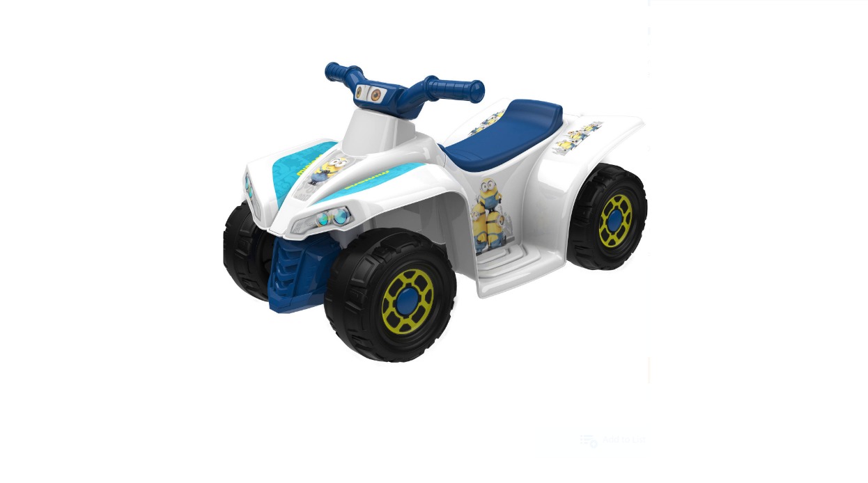 Minions 6-Volt Little Quad Electric Battery-Powered Ride-On Toy Only $39!!