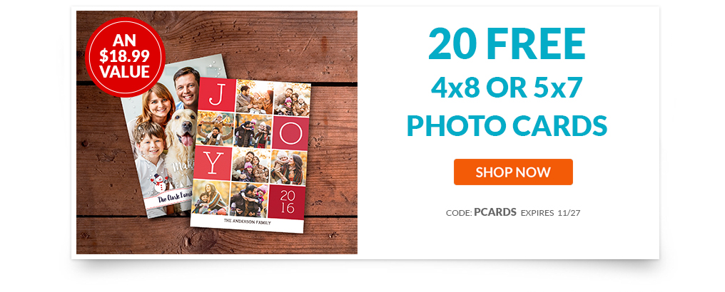 20 FREE 4×8 or 5×7 Photo Cards From York Photo + $4.99 Shipping!! ALL Customers!