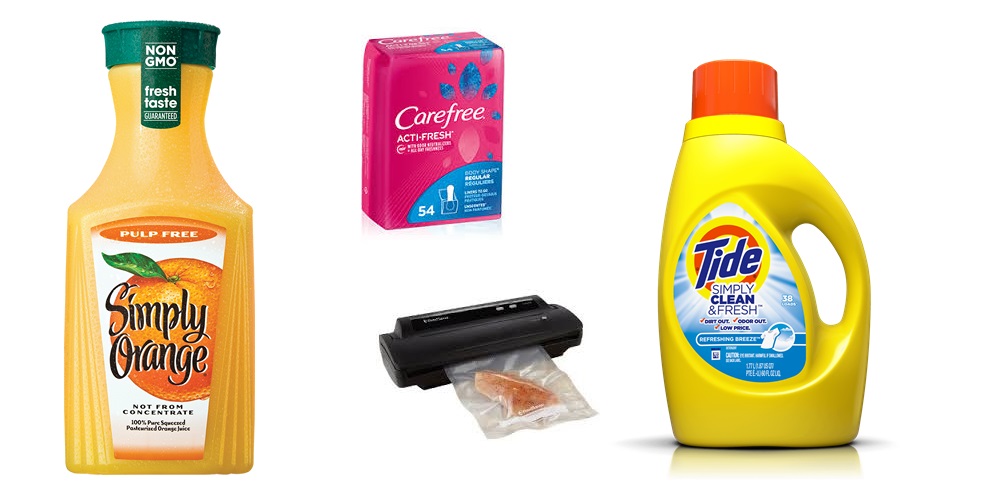 Coupons: Simply Orange, FoodSaver, Tide, Carefree, and MORE