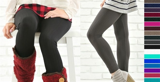 Cable Textured Fleece Lined Leggings – Just $5.99!