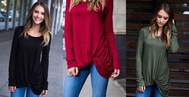Long Sleeve Twisted Tee – 10 Colors – Just $15.99!