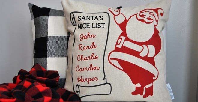 Personalized Santa’s Nice List Pillow Cover—$18.99!