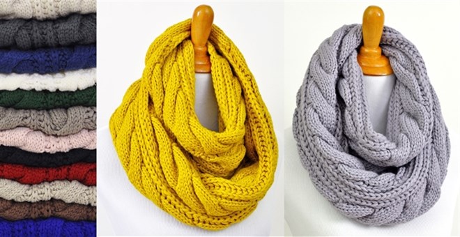 Chunky Cable Knit Infinity Scarves – Just $8.99!