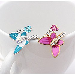 Fashion Enamel Butterfly Freesize Rings with Colorful Rhinestones – Just $8.00!