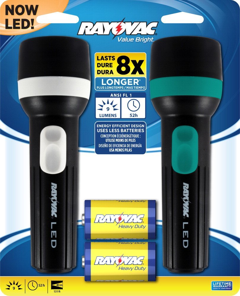 Rayovac Value Bright 9-Lumen 1D LED Flashlight Twin Pack with Batteries – Just $4.47!