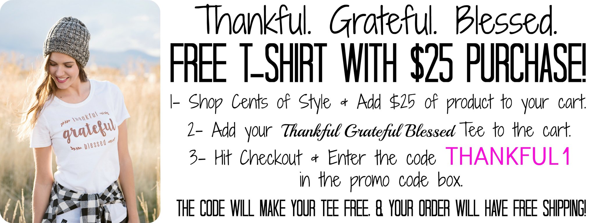 Fashion Friday! FREE t-shirt with $25 purchase! Free shipping!
