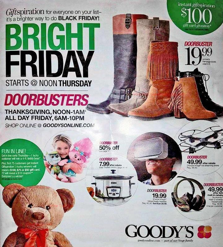Goody’s Black Friday 2016 Ad