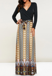 Belted Long Sleeve Print Maxi Dress Just $11.03 Shipped From Sammy Dress!