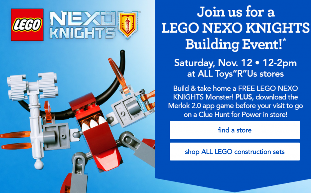 LEGO NEXO Knights Building Event Today, November 12th!