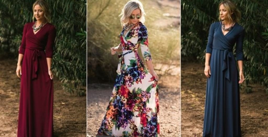 RUN! Luxury Maxi Wrap Dress Floral & Solids Just $34.99!