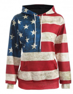 American Flag Print Pullover Hoodie Just $12.64 Shipped!