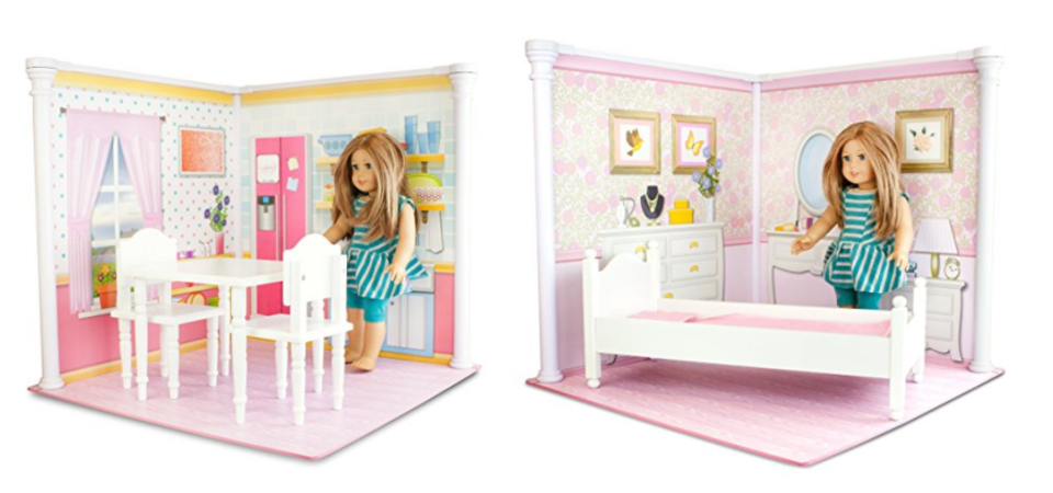 Two-in-One 18 inch Dollhouse Playscape With Bed & Table and Chairs Just $49.99!